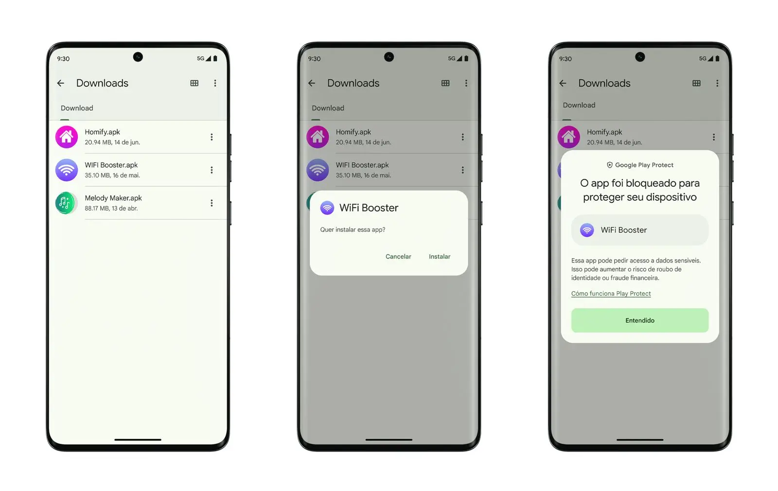telas do google play protect