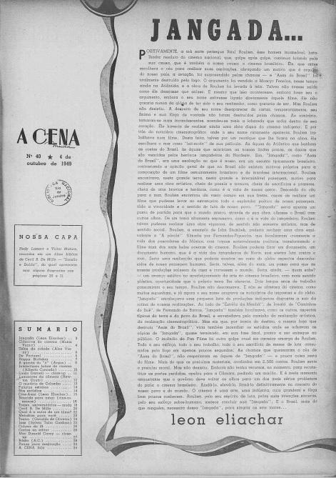 Texto publicada em 4/10/1949 da revista A Cena Muda defendia recursos para conclusão do longa após incêndio