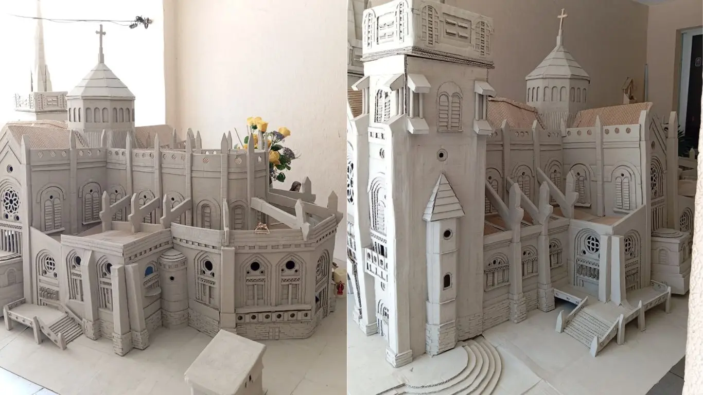 Josemar Saraiva construiu uma réplica rica em detalhes da catedral metropolitana de Fortaleza