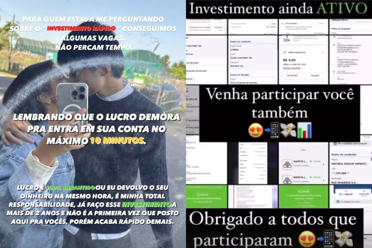 print de stories de golpe em conta hackeada de casal cearense e coreano