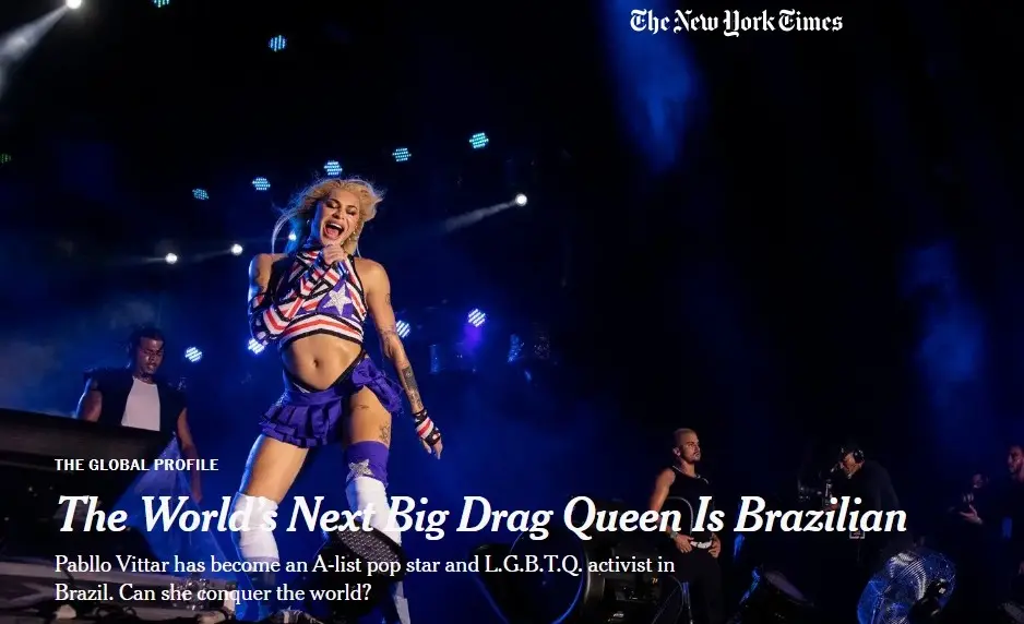 Capa do perfil publicado pelo The New York Times sobre a Pabllo Vittar