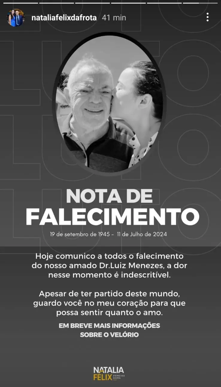 Nota de falecimento Luiz Menezes