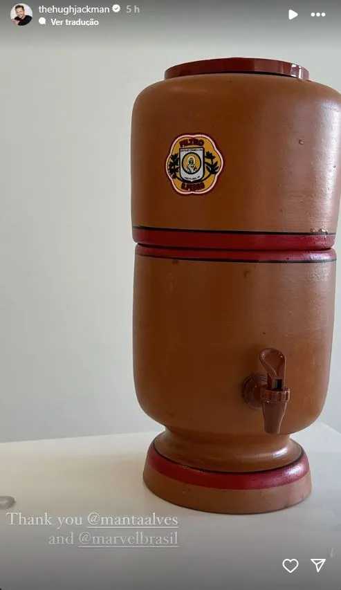 Ator publicou imagem do filtro que recebeu de presente