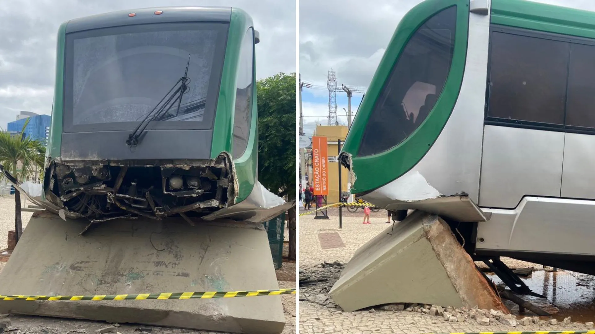 Parte frontal do veículo foi severamente danificada