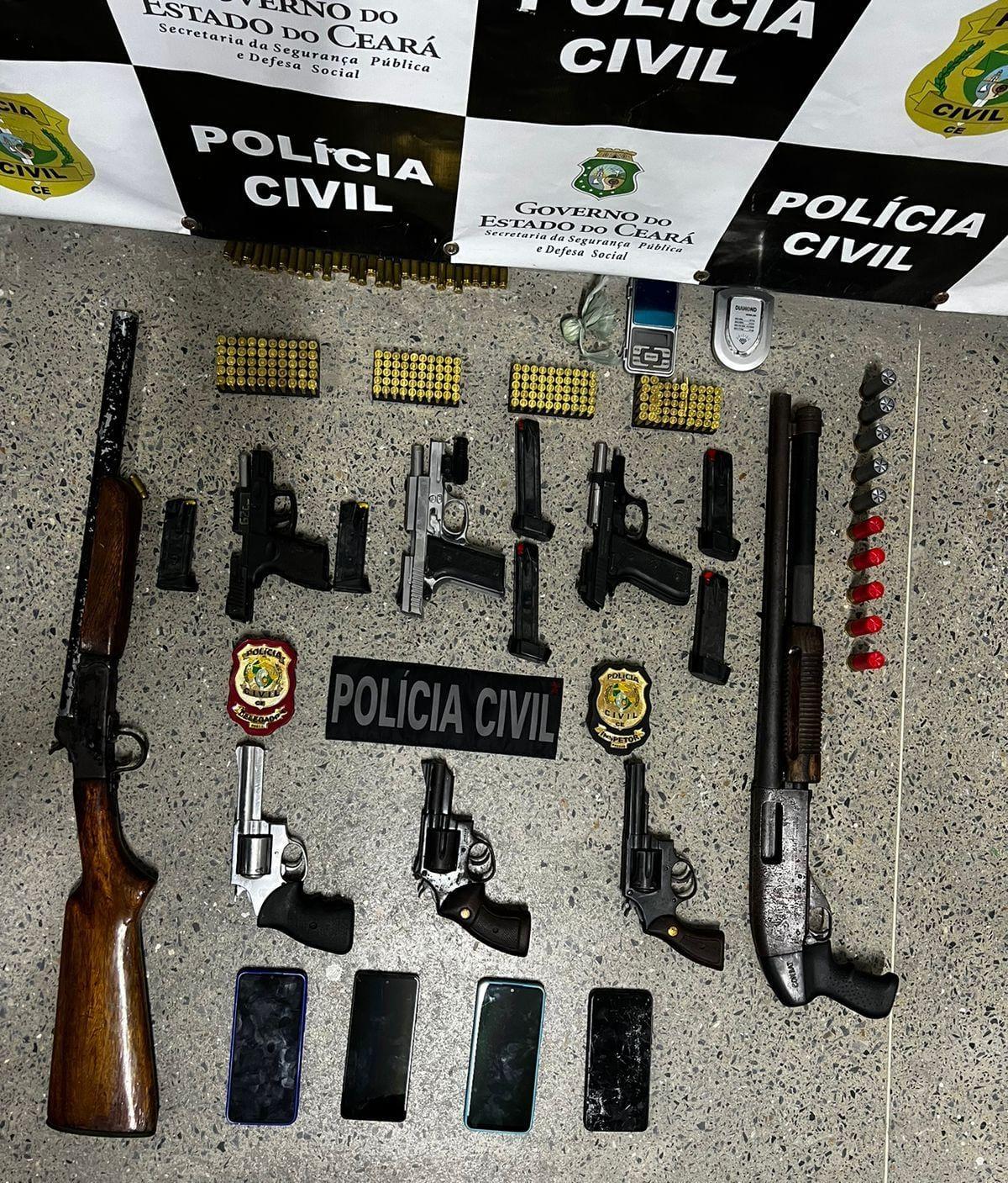 Oito armas de fogo foram apreendidas durante operação da Polícia Civil em Itarema