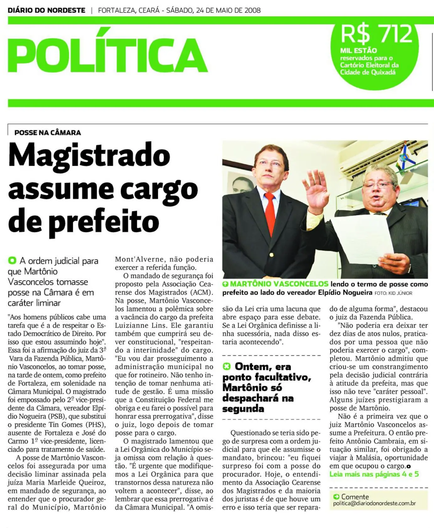 Edição do Diário do Nordeste de 24 de maio de 2008