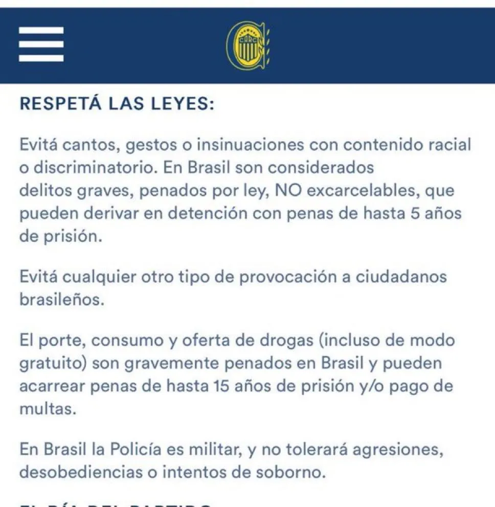 Rosario Central alerta torcedores sobre gestos racistas no Brasil