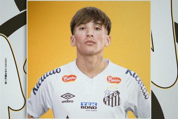 Montagem com foto de Laquintana, do Santos