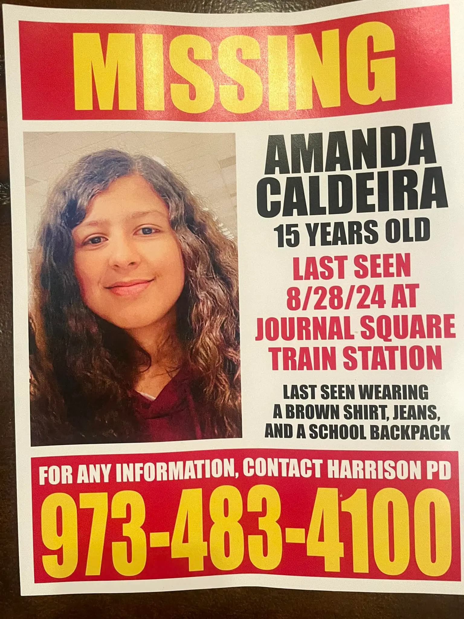 Cartaz de desaparecimento de Amanda Caldeira