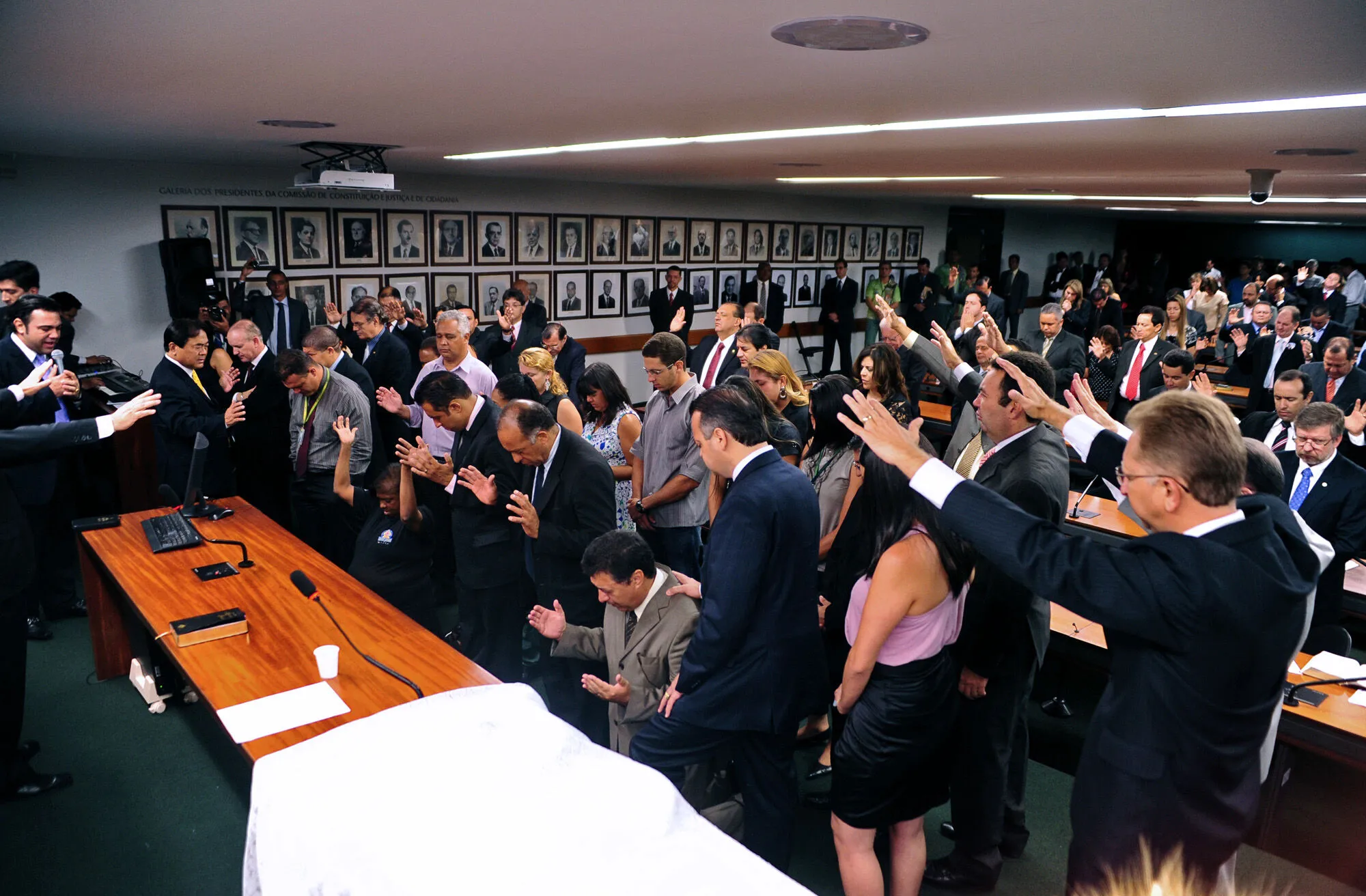 Culto evangélico na Câmara dos Deputados, em 2011.