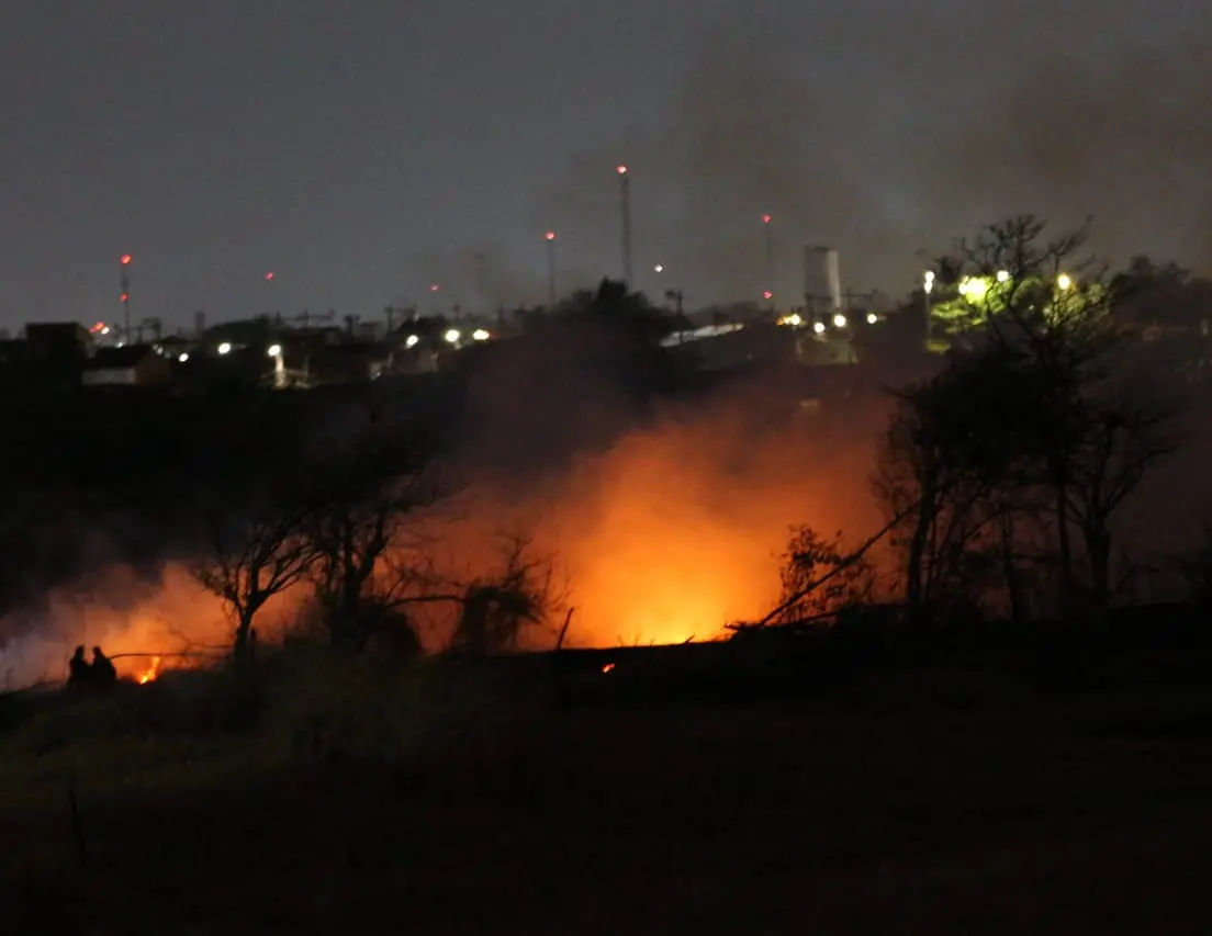 Foco do incêndio no Parque Estadual do Cocó