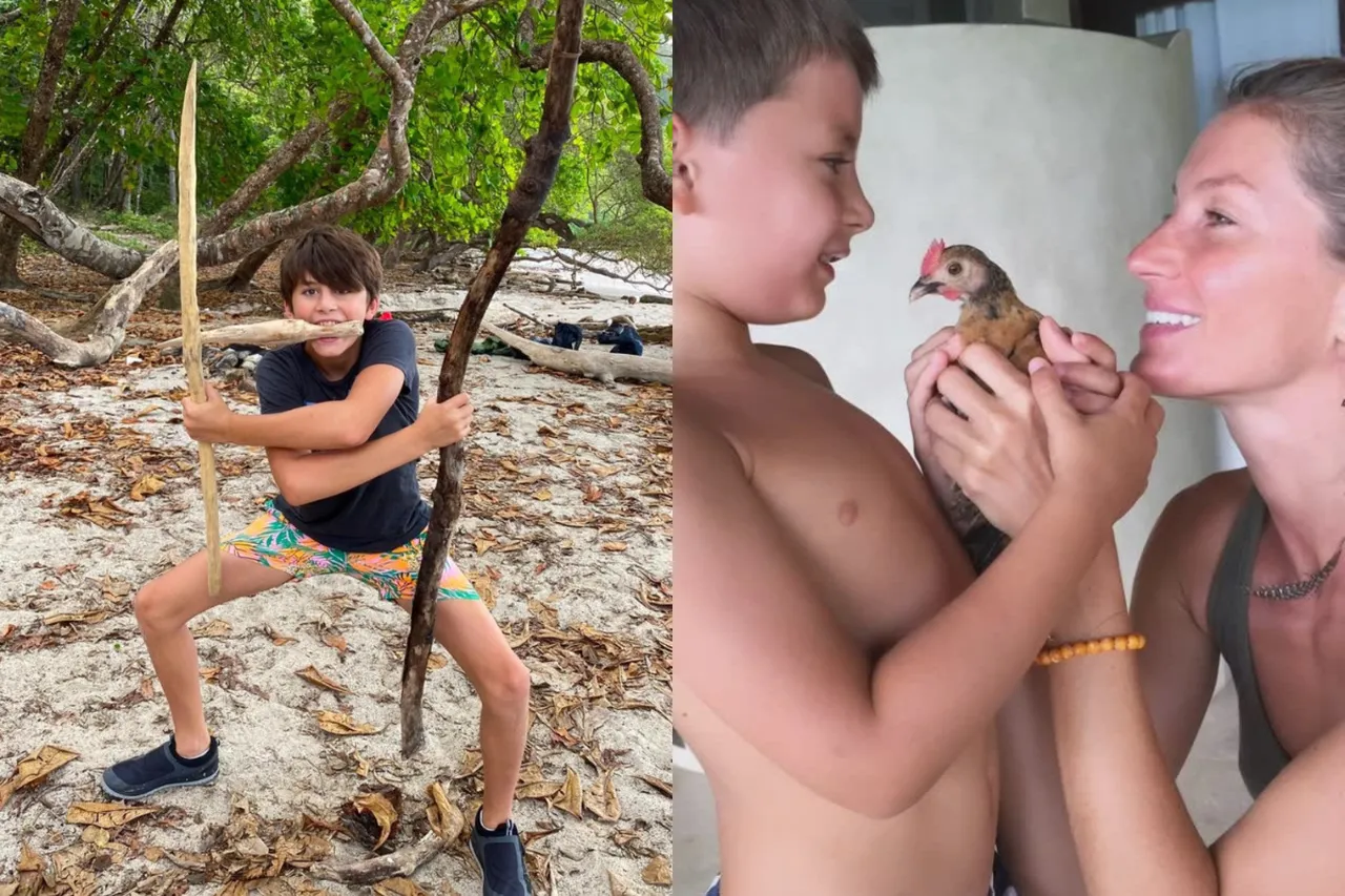 Gisele postou fotos antigas do filho no stories para homenageá-lo