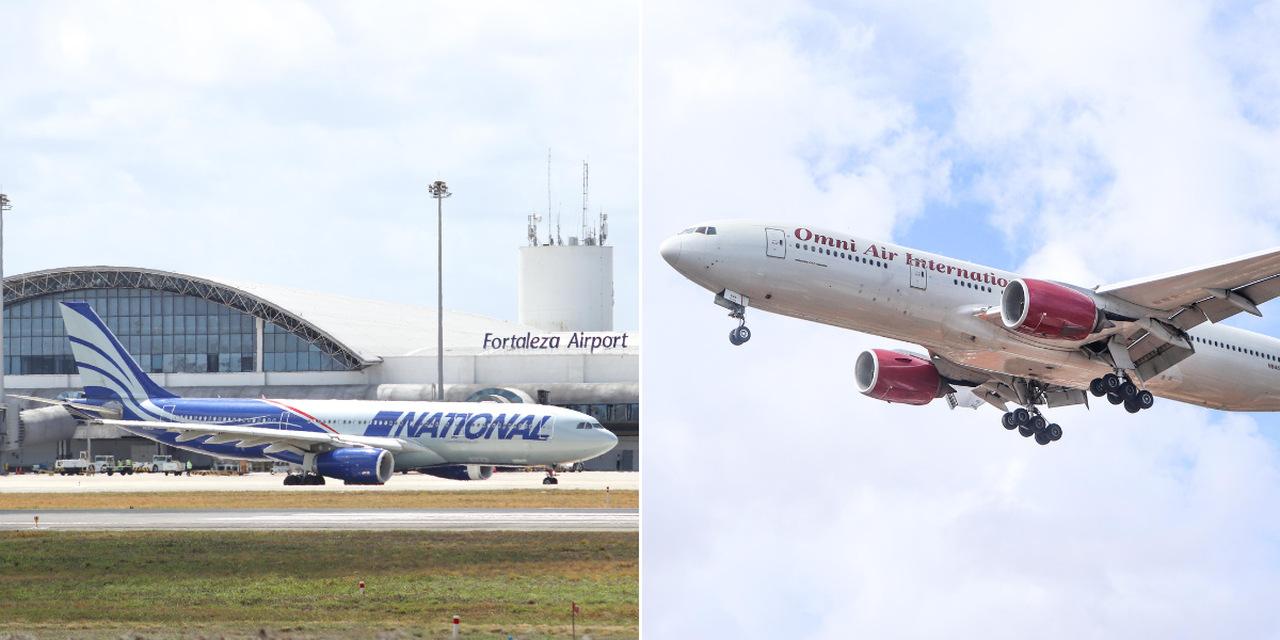 montagem de fotos de aviões no Aeroporto de Fortaleza