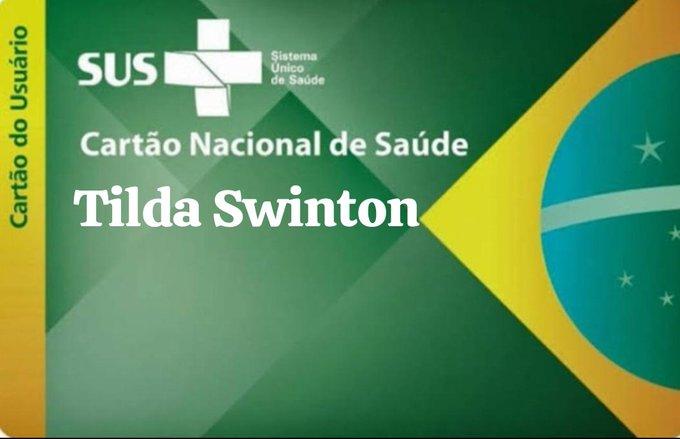 Sátira mostra cartão do SUS em nome de Tilda Swinton