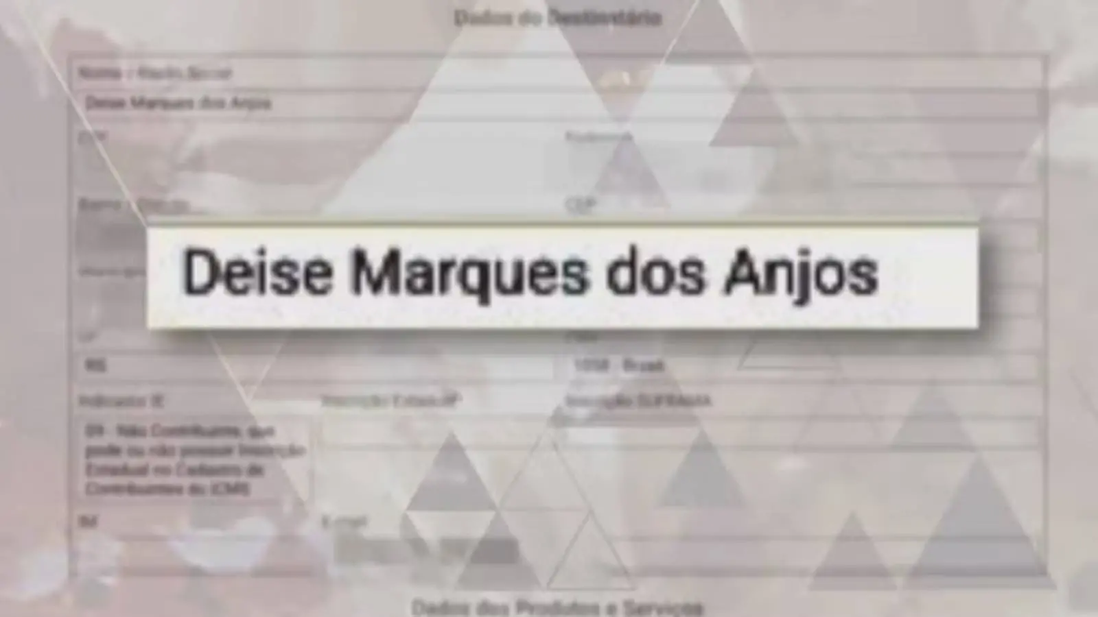 Nota fiscal de compra de arsênio no nome de Denise Moura dos Anjos