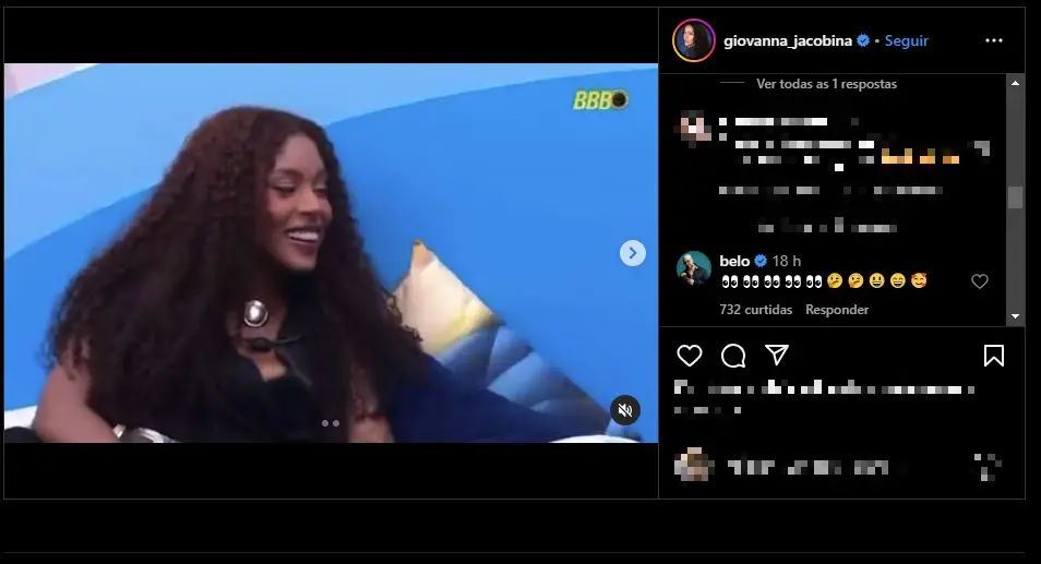 print de post de giovanna com reação de belo