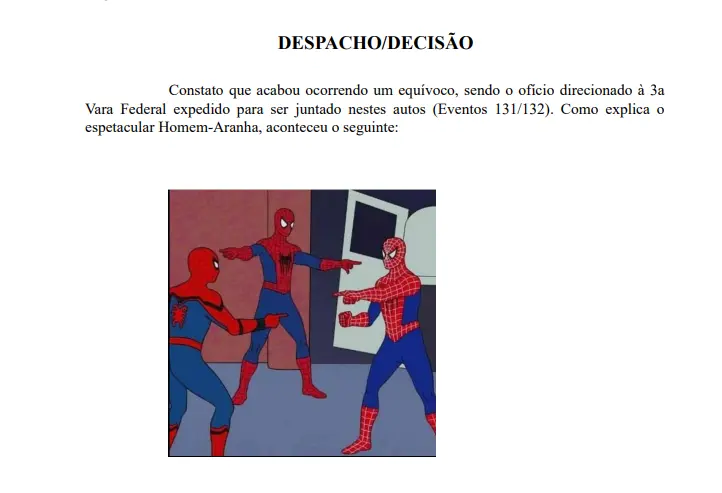 TRF repreende magistrados após juíza federal usar meme do Homem-Aranha em decisão