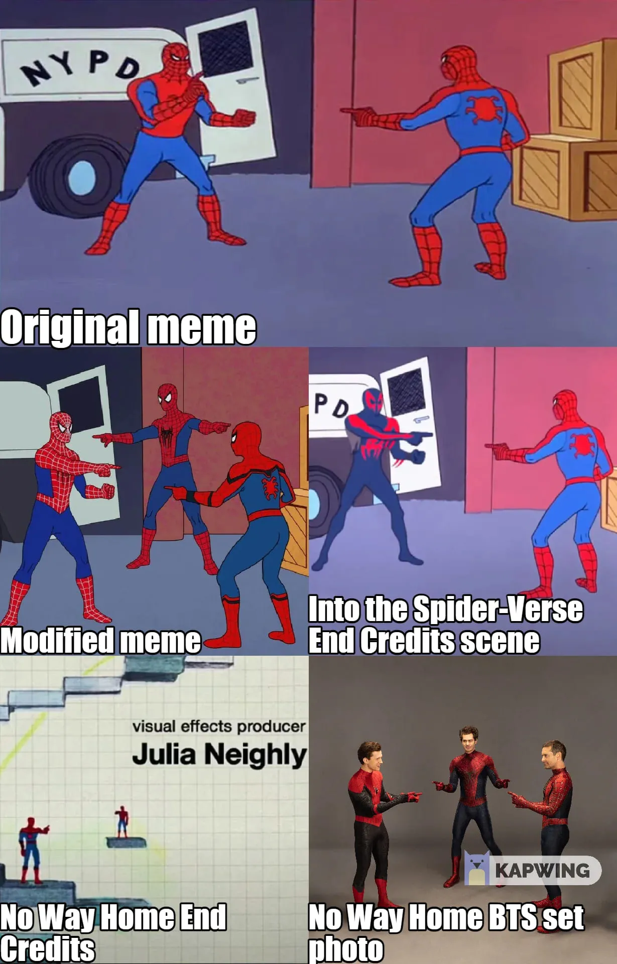 Diferentes formas que o meme do Homem-Aranha foi usado ao longo dos anos