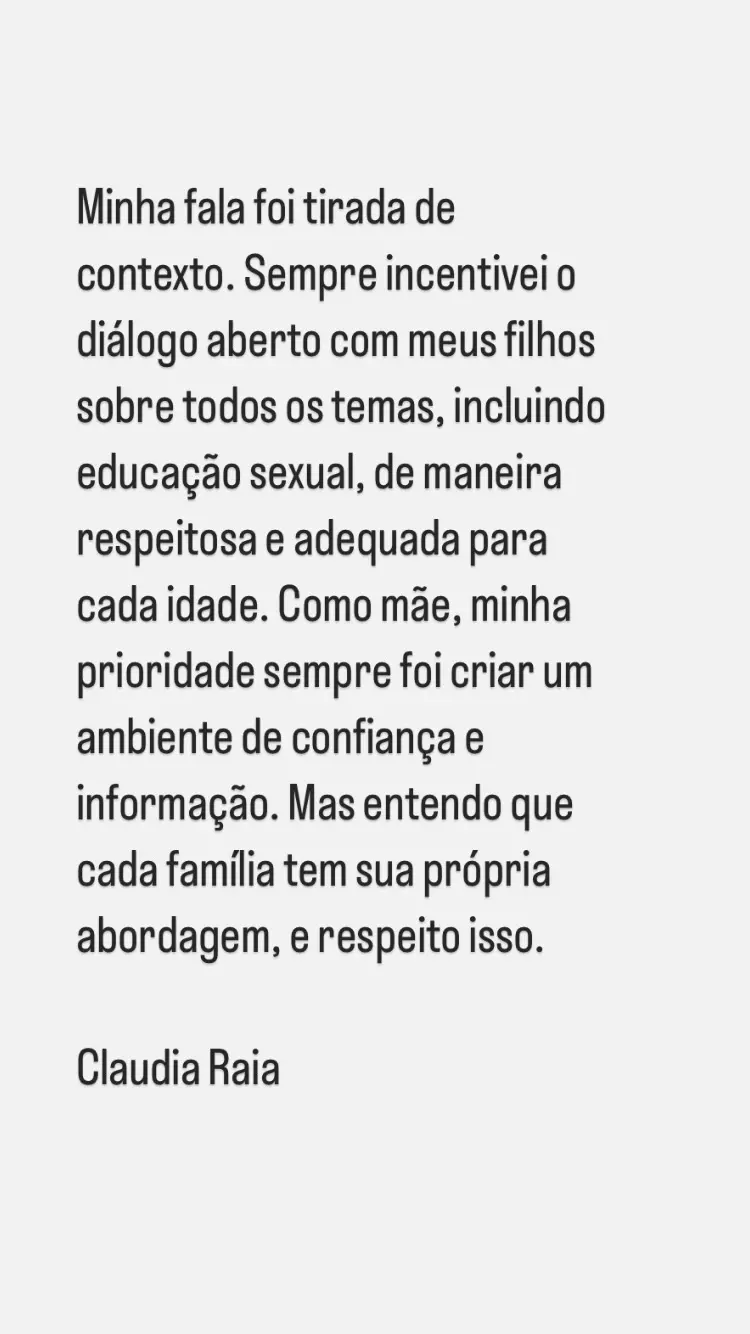 Claudia Raia se pronuncia após ter sido denunciada e criticada por presente que deu à filha; entenda o que aconteceu.