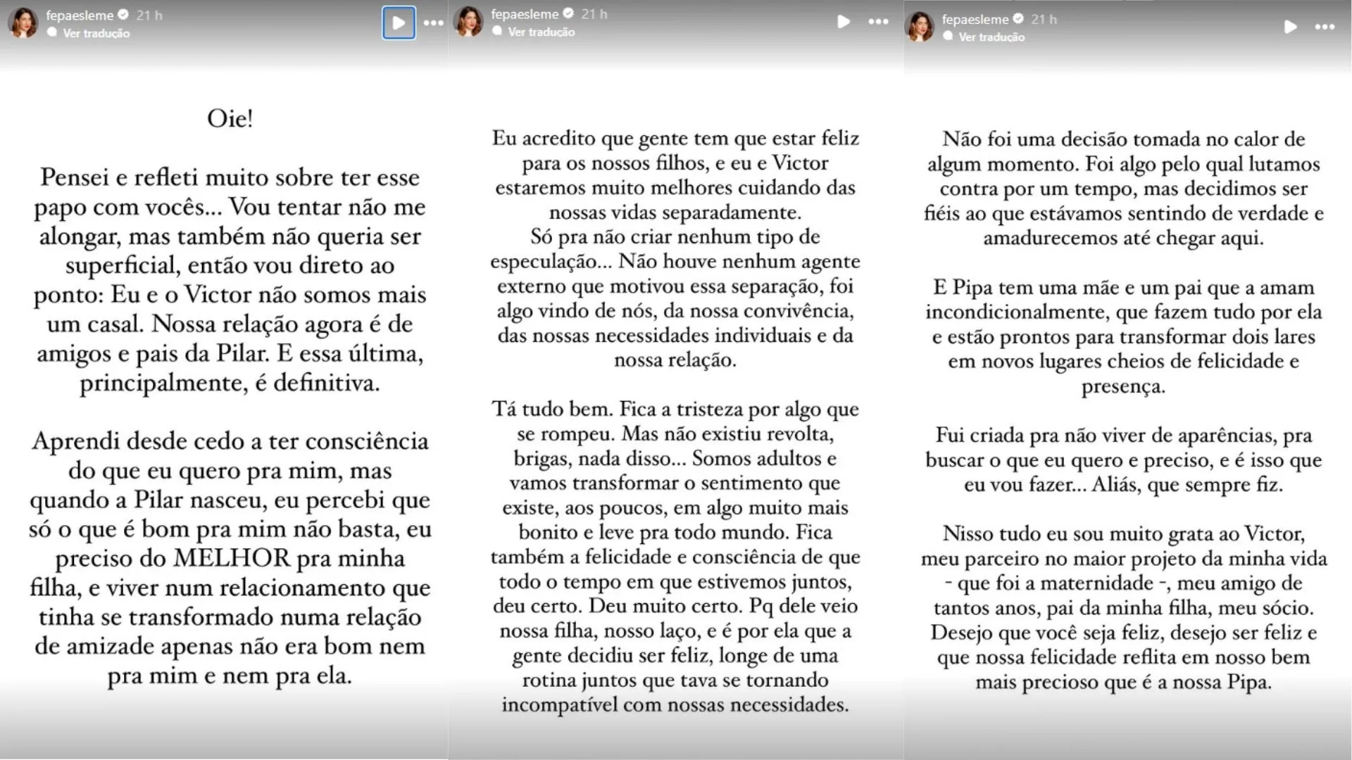 A atriz e apresentadora se pronunciou através dos stories do Instagram.