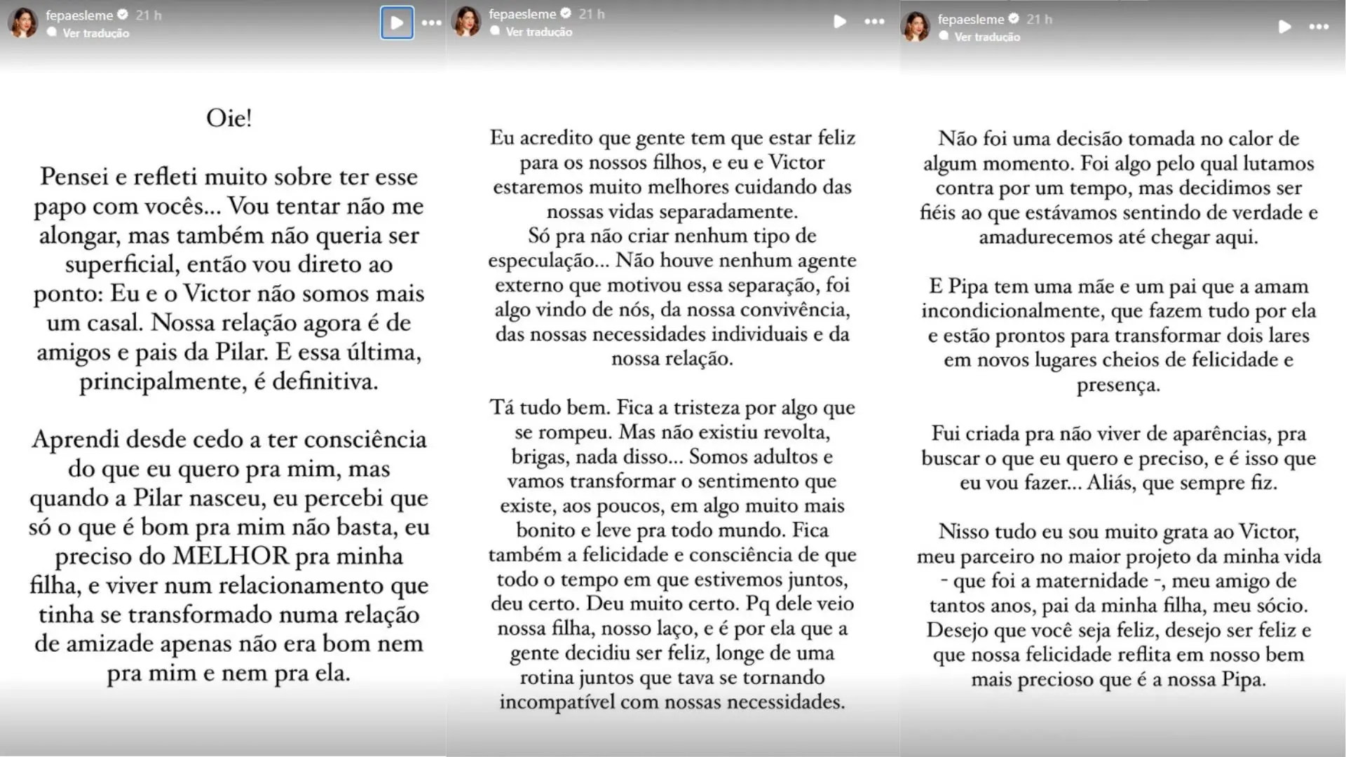 Imagem do pronunciamento de Fernanda Paes Leme.