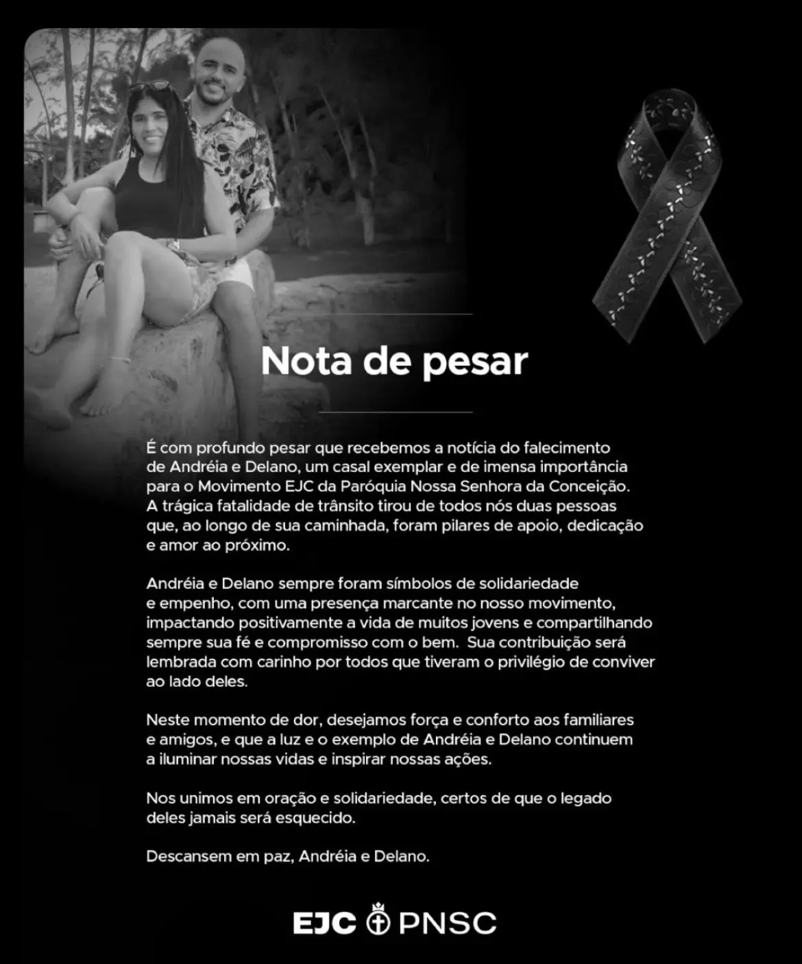 Nota de pesar do grupo Encontro de Jovens com Cristo