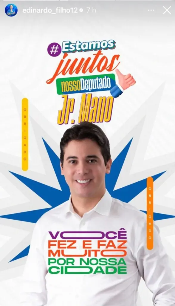 Publicação em apoio a Júnior Mano