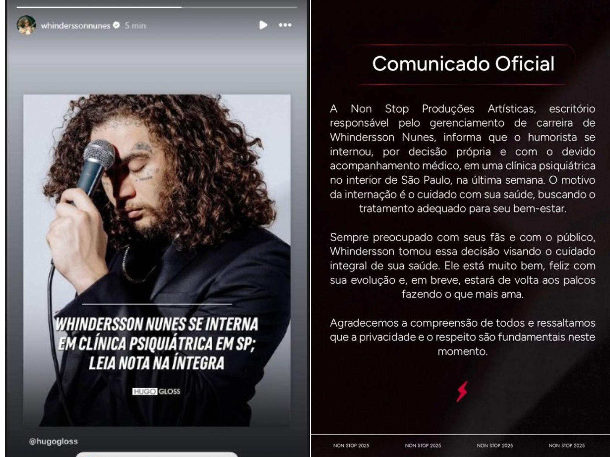 Escritório responsável pela gestão da carreira do comediante publicou comunicado oficial sobre a internação