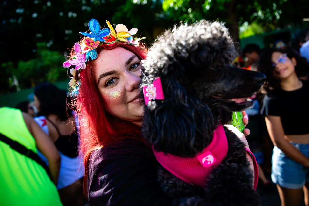 Cachorrinha Mabel foi curtir o bloco vestida de bailarina