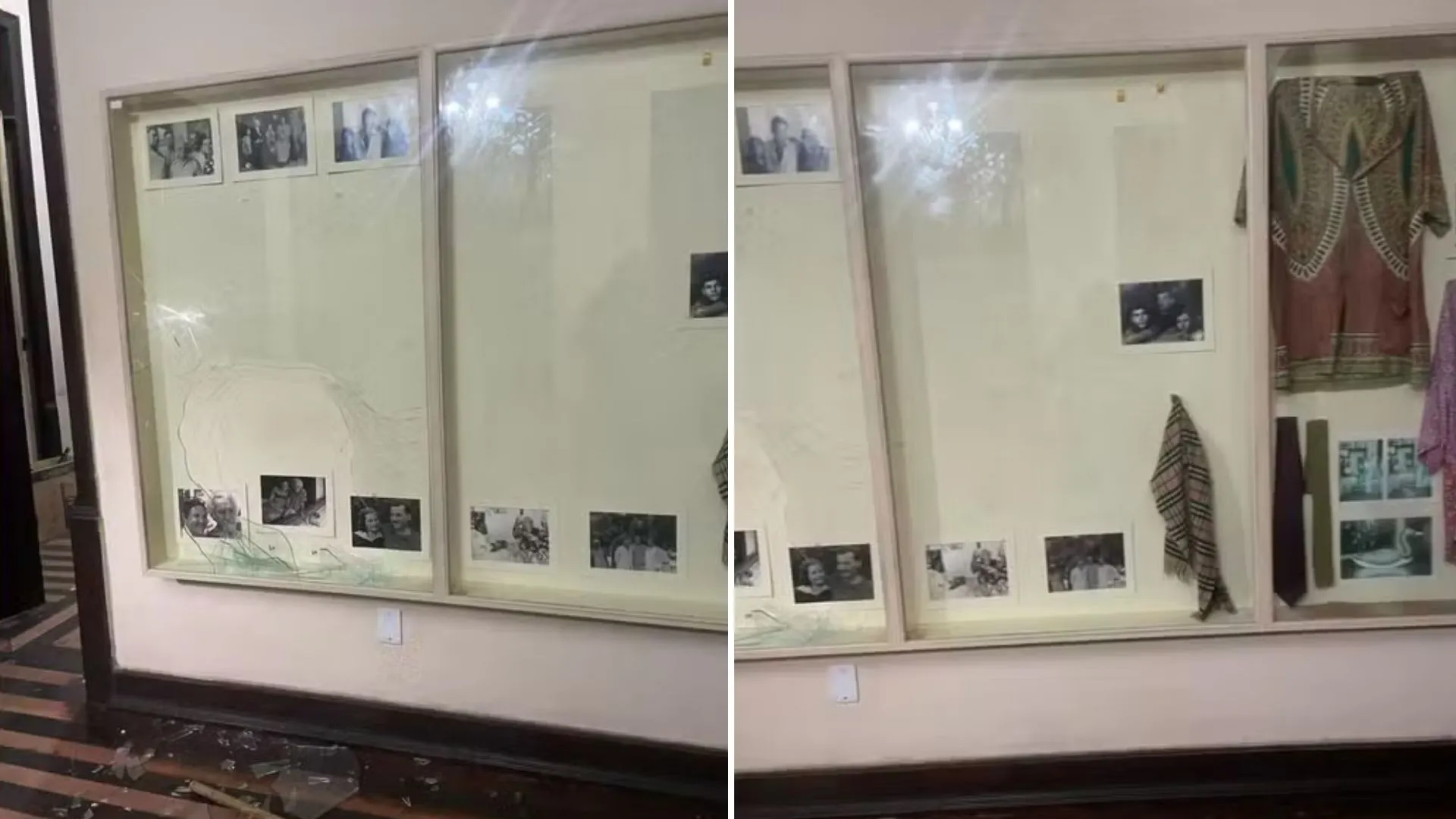 Pedaços da exposição foram destruídos