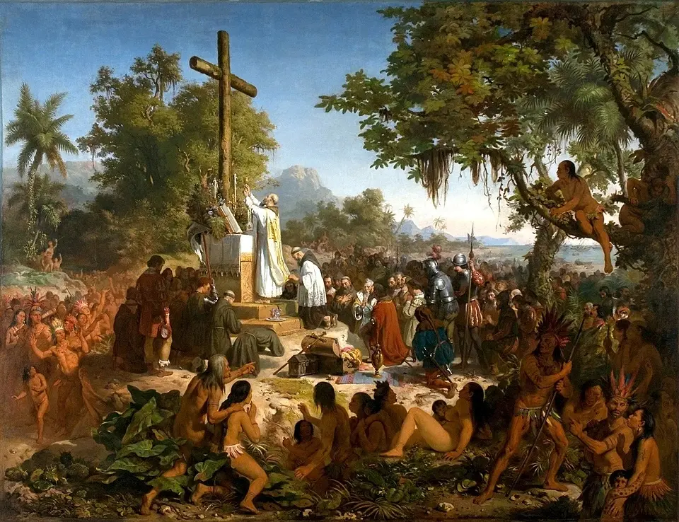 A primeira missa do Brasil pelos olhos do pintor brasileiro Vitor Meirelles. O quadro foi pintado entre 1859 e 1861, em Paris.