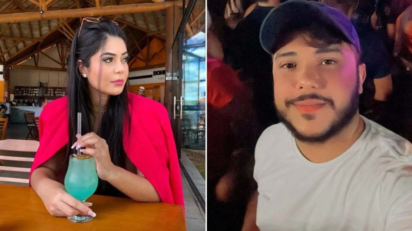 Colagem de duas fotos mostra Yasmin Andrade e Jofre Dantas, dois dos três jovens do Ceará mortos em acidente de carro no Piauí a caminho de festa