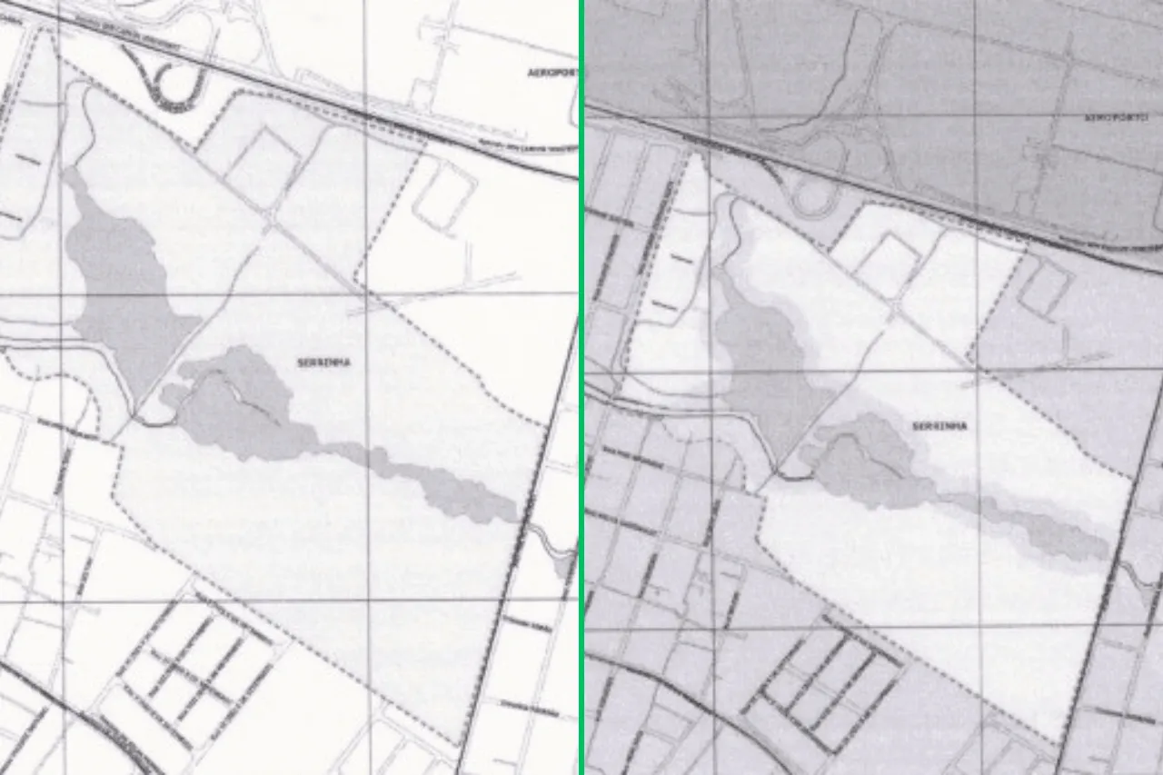Antes e depois: zona ambiental da Serrinha ficou com apenas 47 mil m² de área com a lei em vigor.