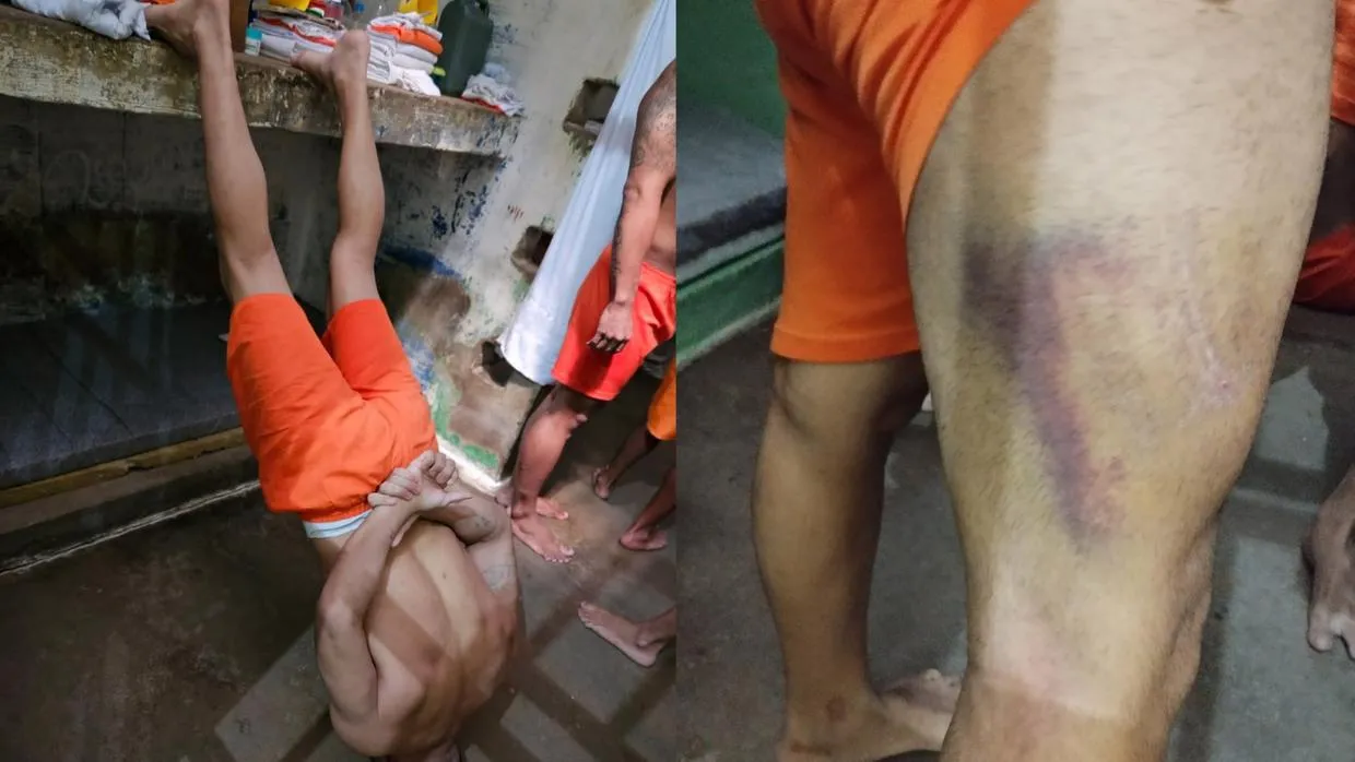 Uma das práticas de tortura denunciadas pelos detentos, em 2023, é chamada de 'taturana', que consiste em ficar de cabeça para baixo, apoiado com a cabeça no chão