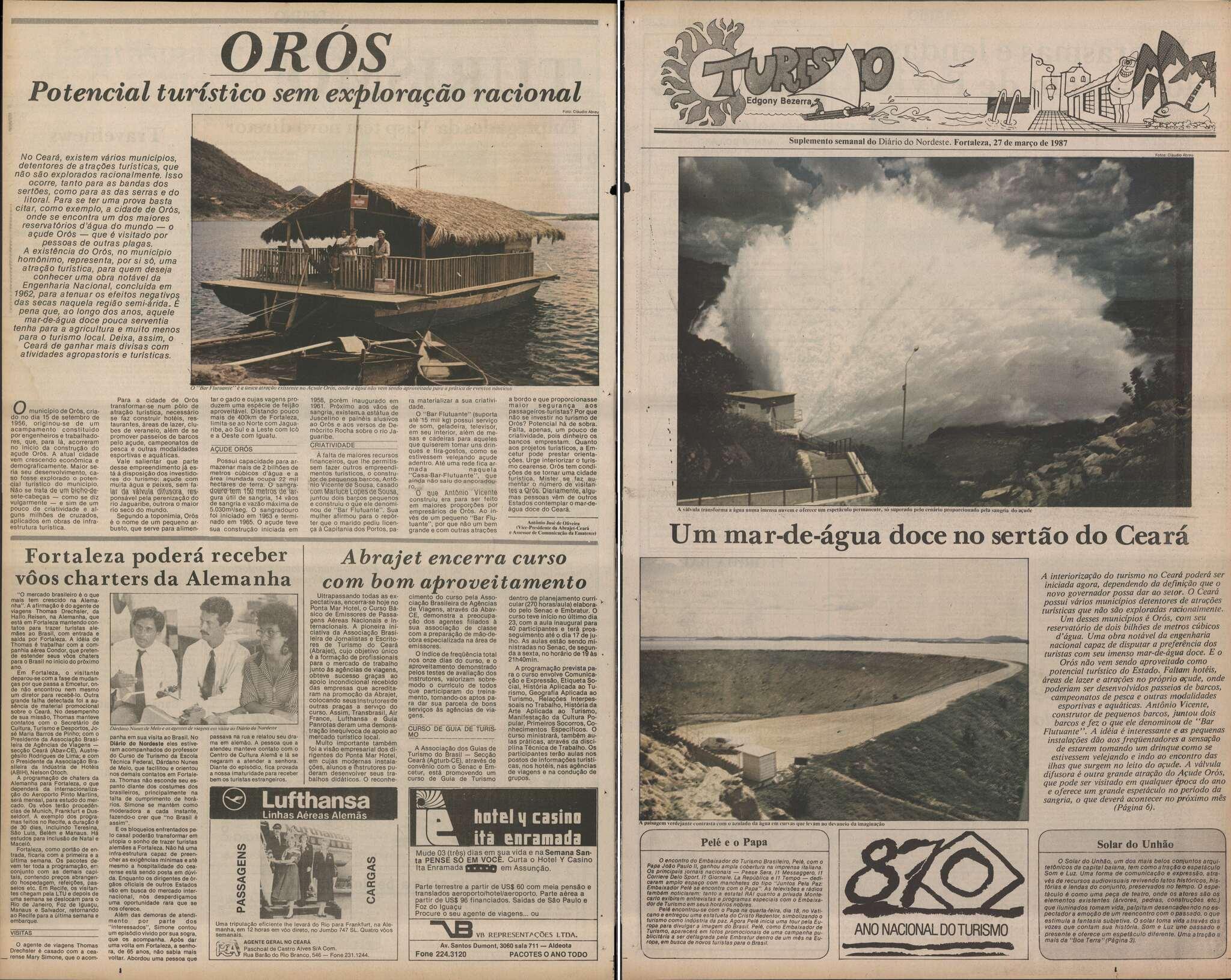 Fac-símile de matérias do jornal Diário do Nordeste, à esquerda, a chamada é 