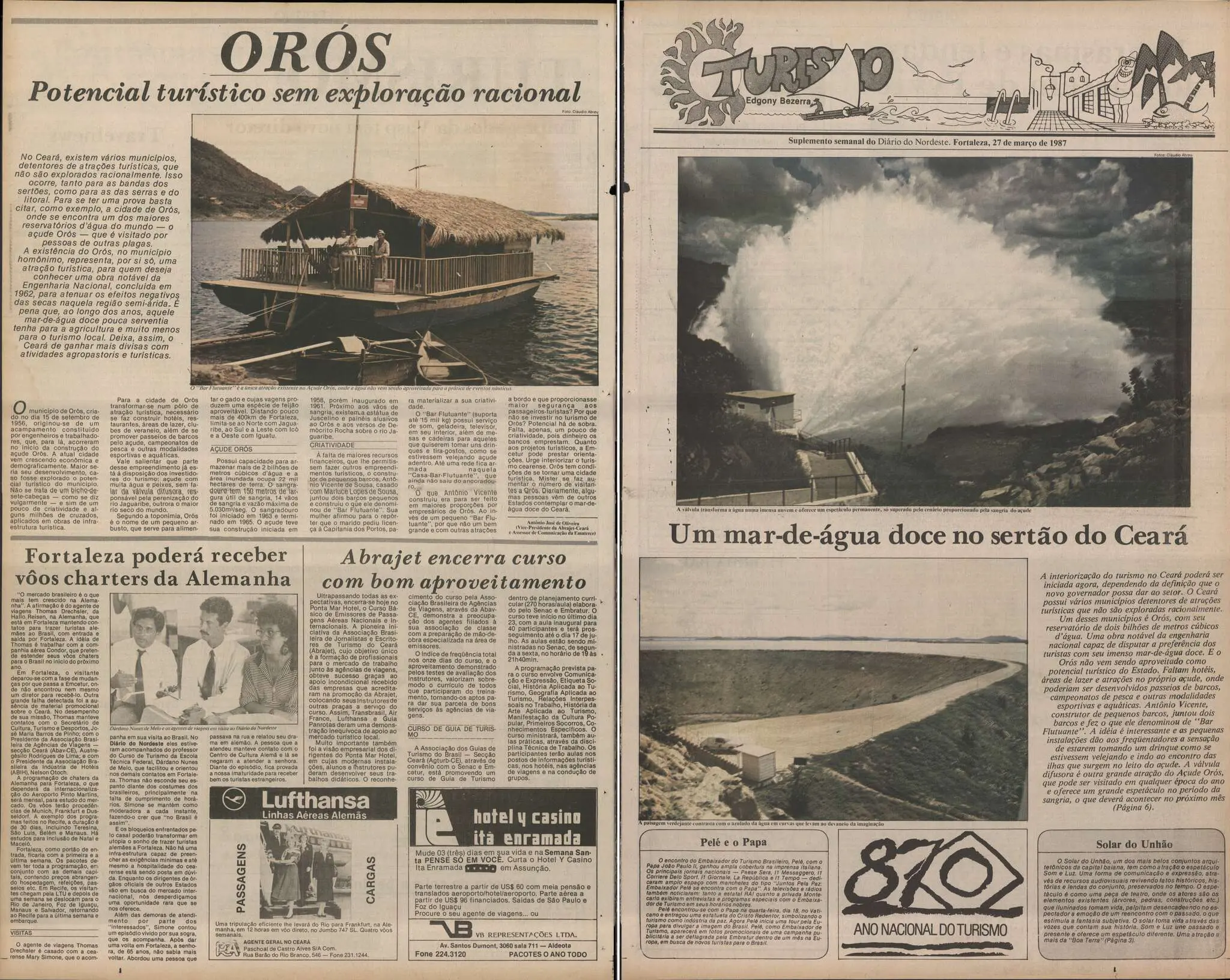 Fac-símile de matérias do jornal Diário do Nordeste, à esquerda, a chamada é 