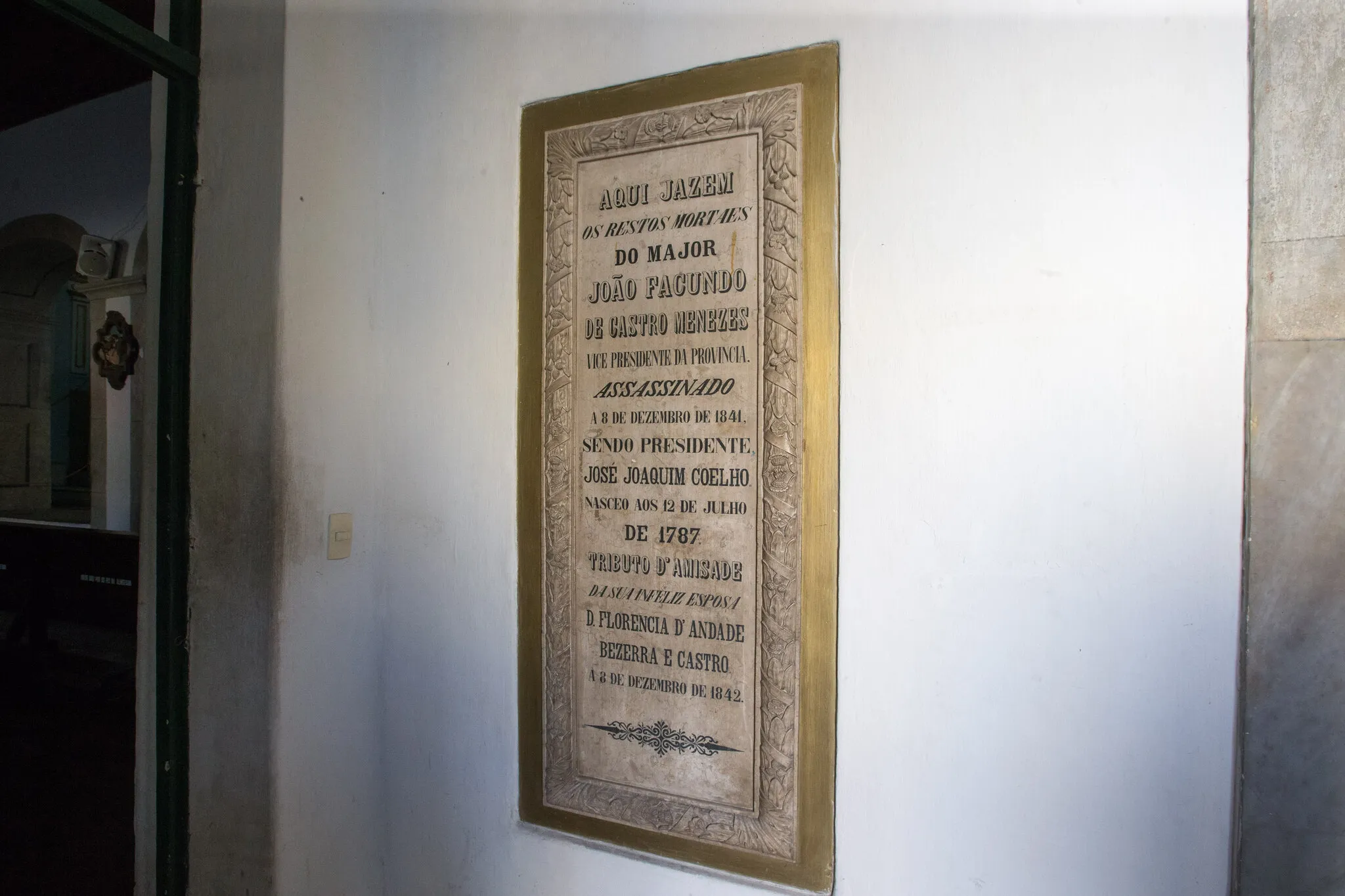 Major Facundo também foi sepultado na Igreja de Nossa Senhora do Rosário dos Pretos, no Centro