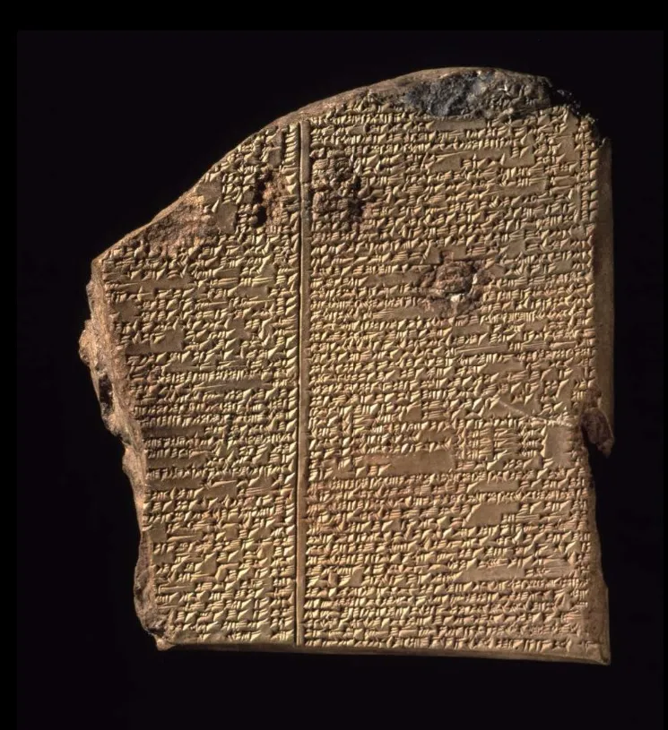 Placas de argila com o texto a epopéia de Gilgamesh que está no Museu Britânico.