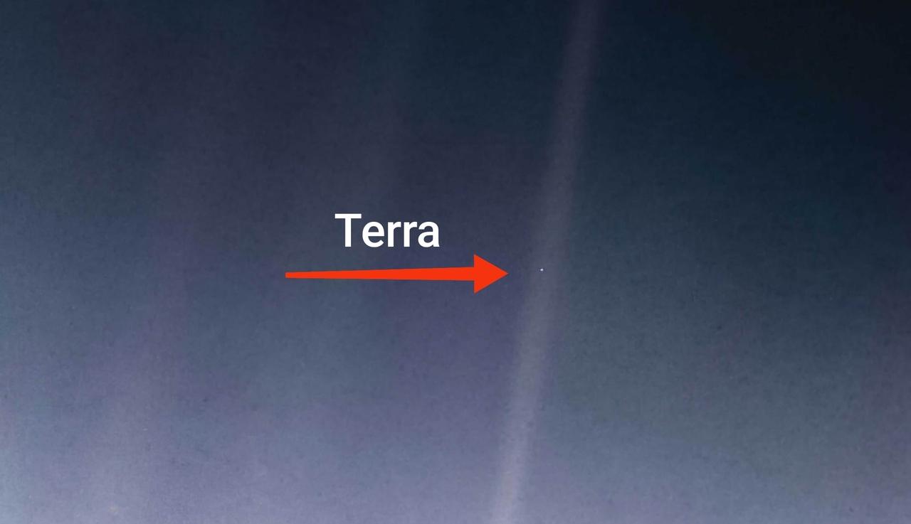 Pálido ponto azul (Terra) registrado pela Voyager