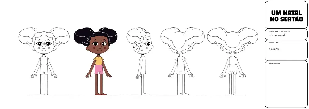 Na imagem, processo de criação digital da personagem Cidinha, protagonista do filme 