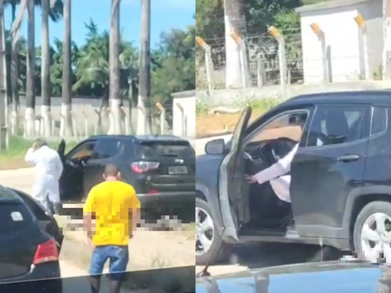 Foto de acidente em Eusébio onde carro de médico bateu em moto e passou por cima de motoqueiro