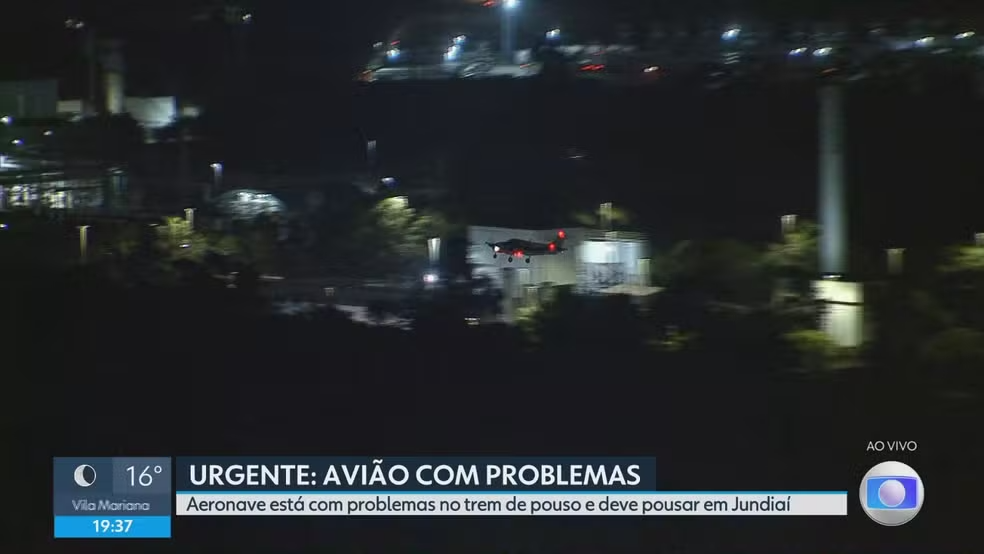 Aeronave no ar durante a trasmissão da TV Globo
