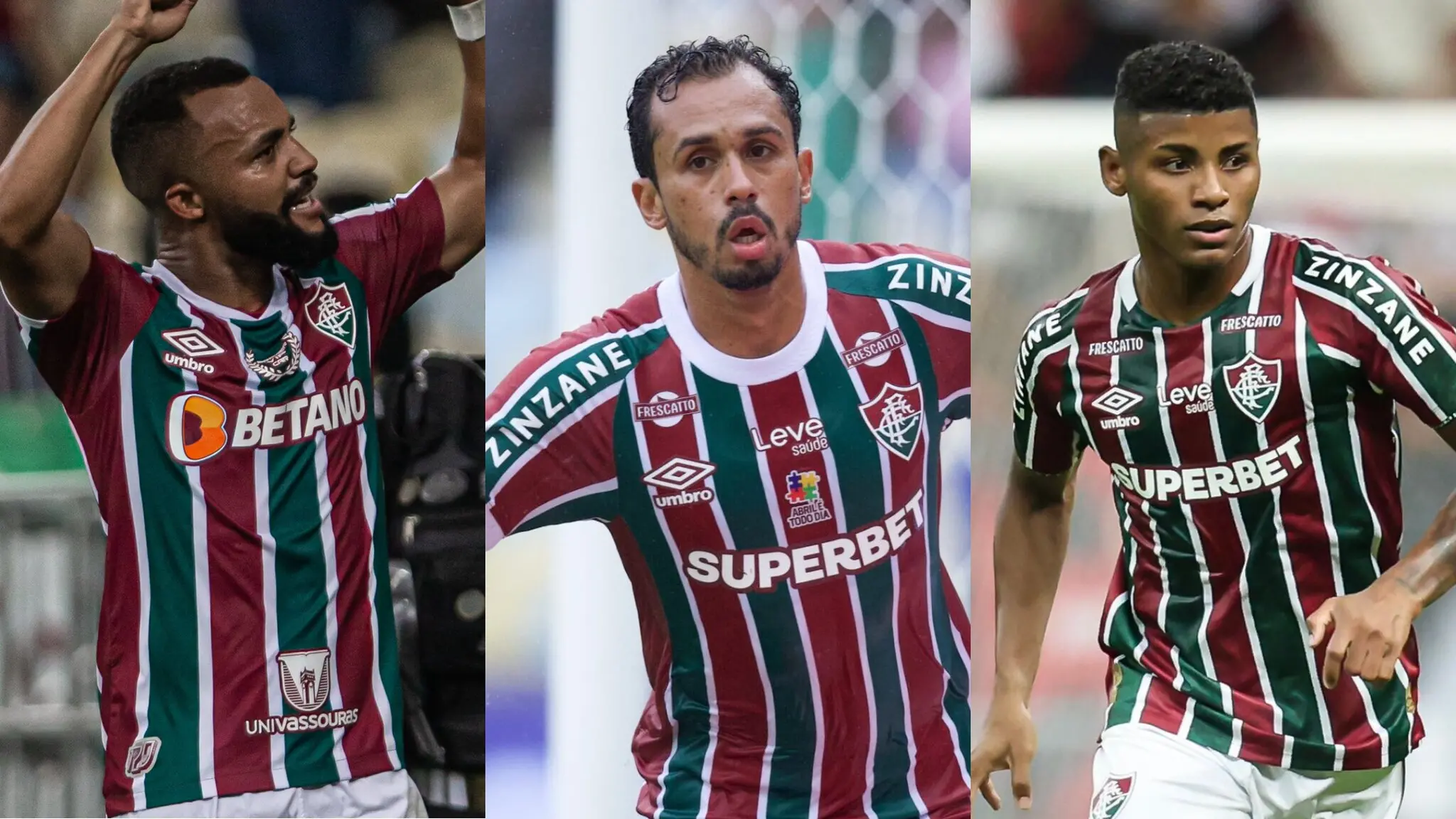 Montagem de fotos de Samuel Xavier, Lima e Hércules, jogadores do Fluminense