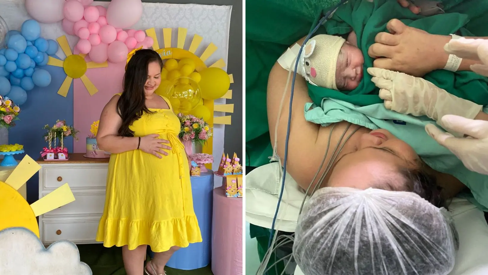 masangela com bebe arco-iris