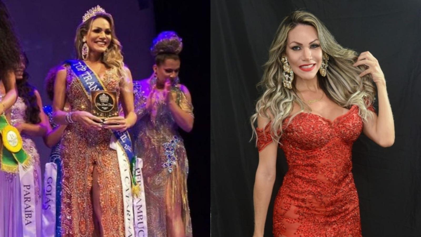 Alessandra Oliveira em fotos de sua participação em concursos de beleza