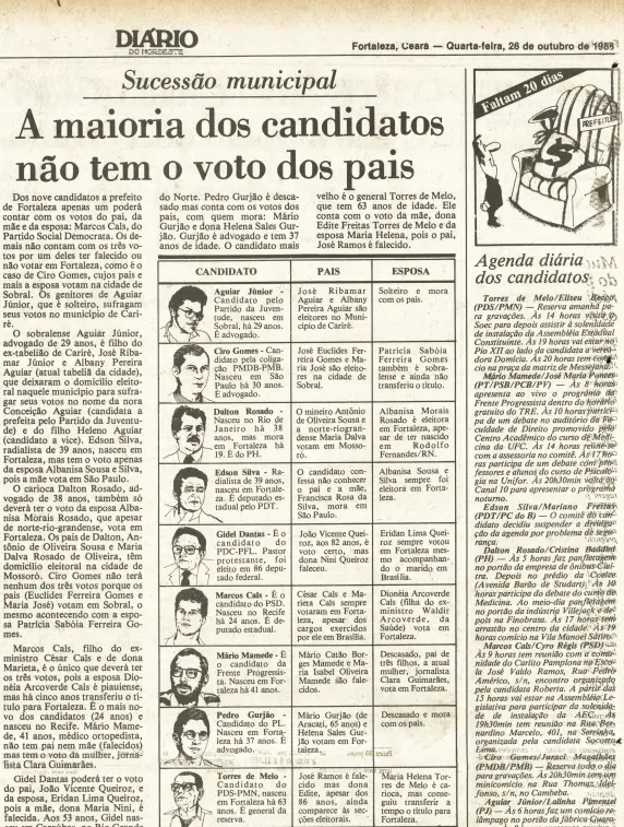 Edição do Diário do Nordeste de 26 de outubro de 1988