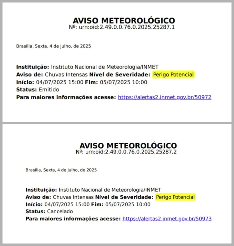 O cancelamento foi enviado por e-mail por volta das 15h