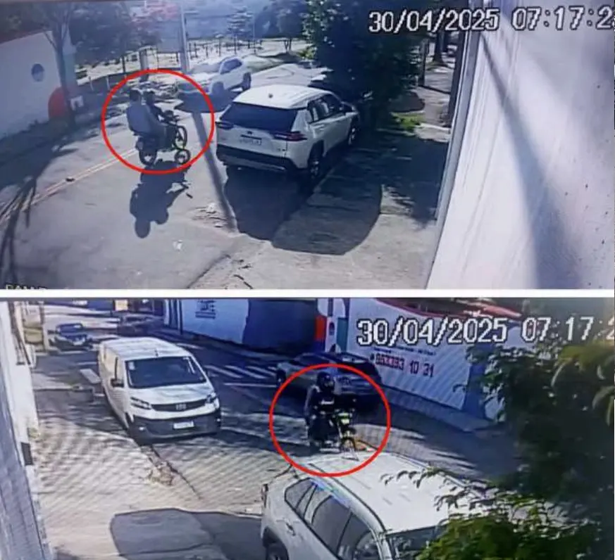 Fotos de imagens de câmeras de segurança mostram assassinos do empresário Vinícius Cunha Batista, em Fortaleza