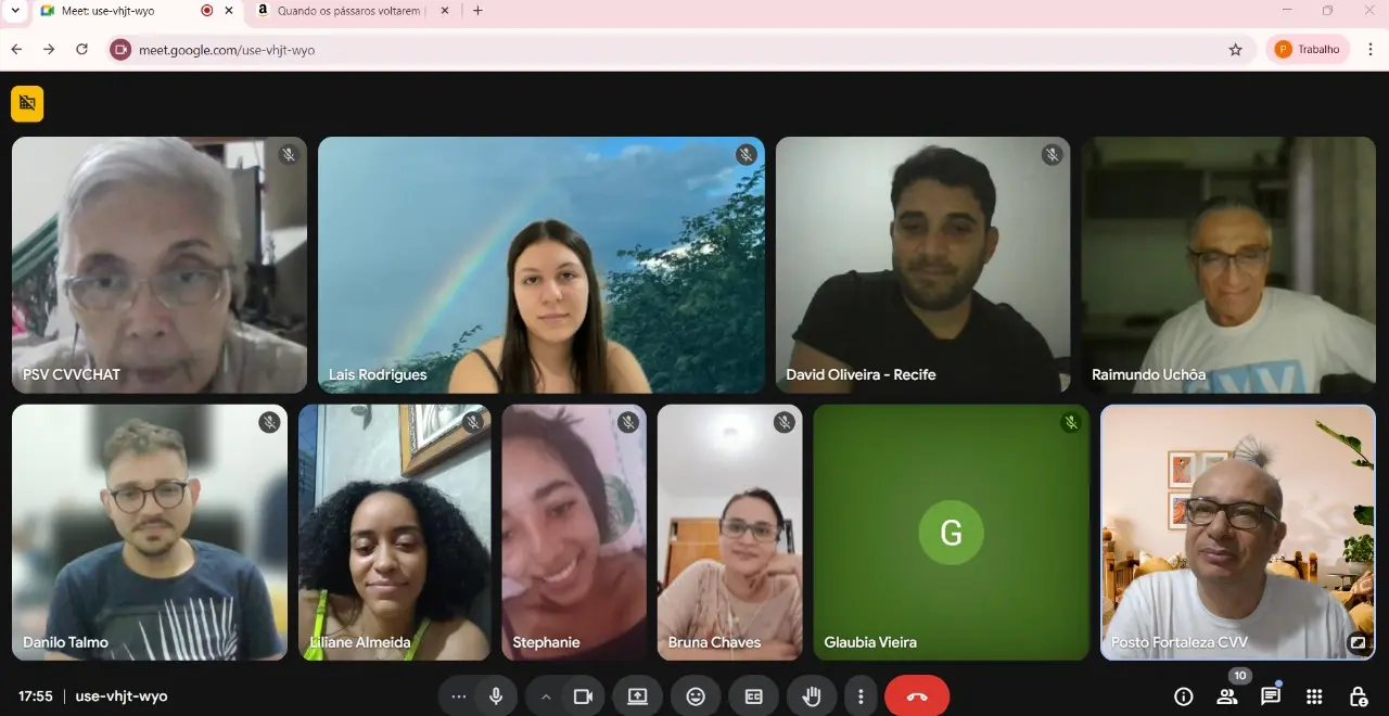 Na imagem, print de uma das formações do CVV ministradas pelo economista Francival Pires