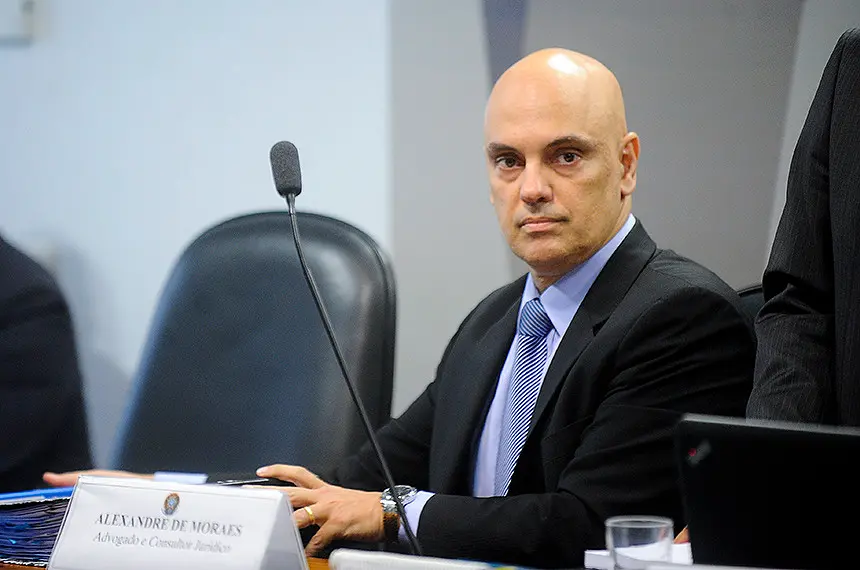 Alexandre de Moraes durante sabatina do Senado Federal para cargo de ministro do STF em 2017, quando ele era o então ministro da Justiça